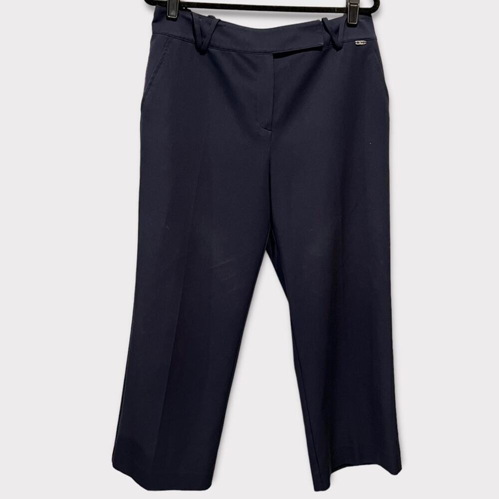 St John Sport Navy Wide Leg Ankle Length Pants waist 32